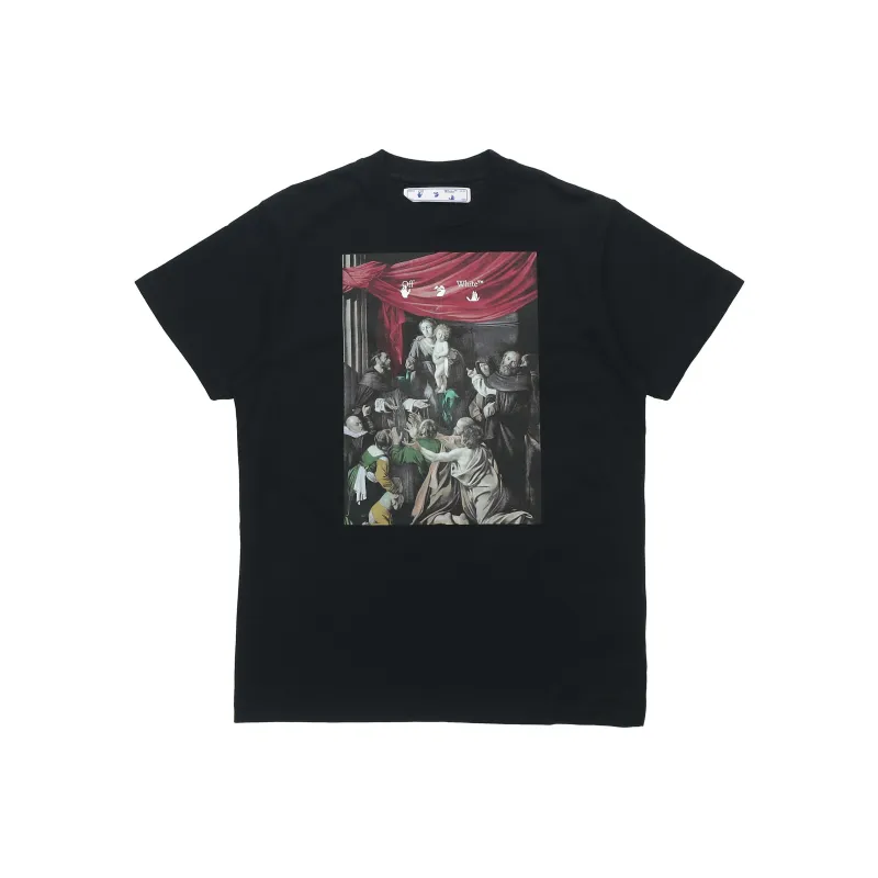 OFF WHITE Caravaggio Madonna Of The Rosary Painting Oversized T Shirt-0