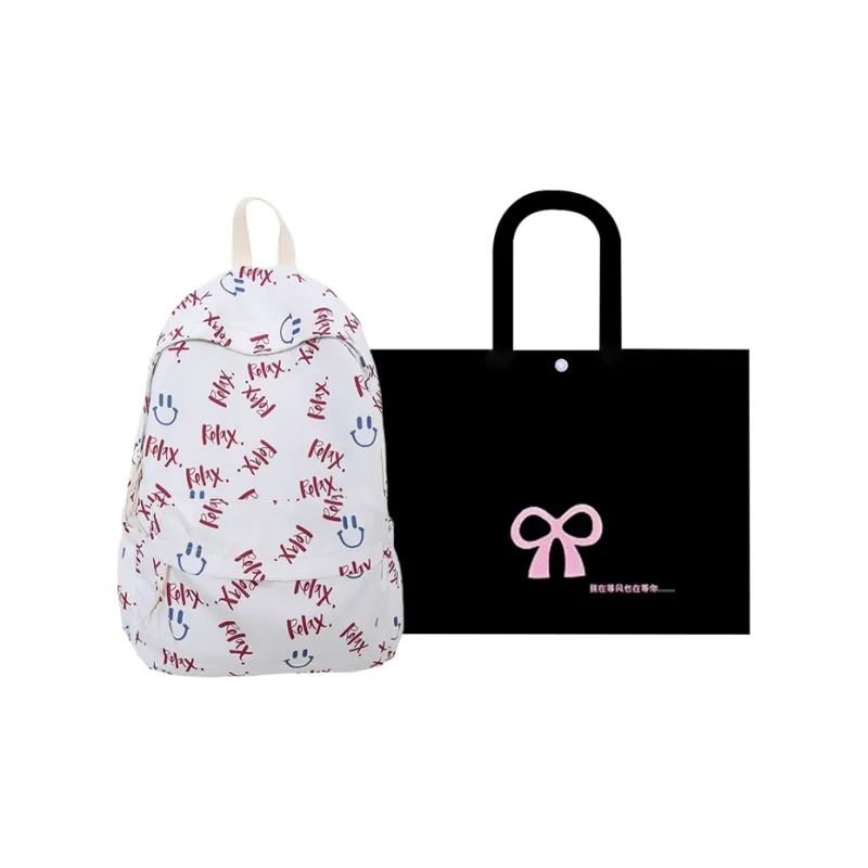 HACIN Nylon Backpack Women's White/Black/Blue/Pink-0