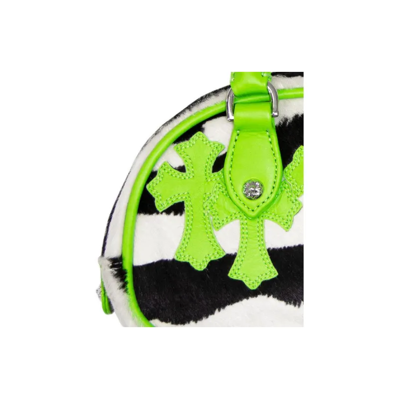 Chrome Hearts Horsehair Bowling Bag Gym Bag Portable Crossbody Bag Shoulder Bag Mini Women's Black/White/Avocado Green-3