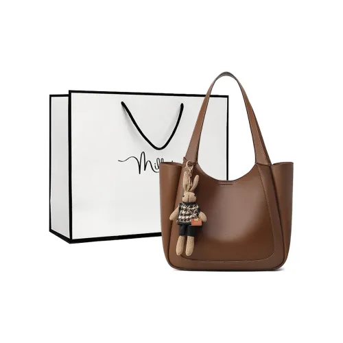 MILLIE'S Cow Leather Portable Underarm Shoulder Bag, Tote Bag, Shopping Bag Regular Women's Brown