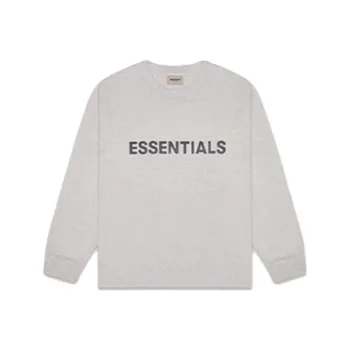 Fear Of God Essentials 3D Silicon Applique Boxy Long Sleeve T Shirt Oatmeal Heather