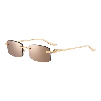CARTIER Rose Gold Tsavorite Rectangular Sunglasses Unisex Gold