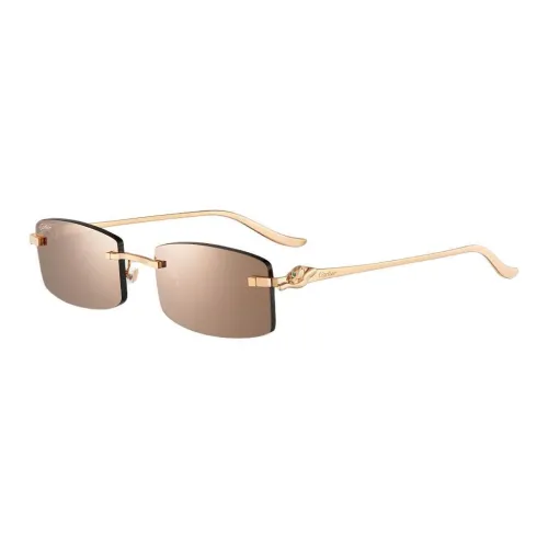 CARTIER Rose Gold Tsavorite Rectangular Sunglasses Unisex Gold