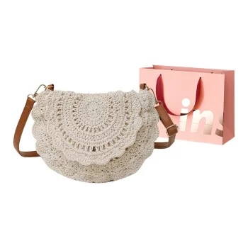 WHEELY BABY+ Woven Saddle Bag Crossbody Shoulder Bag Regular Women's Ecru Khaki