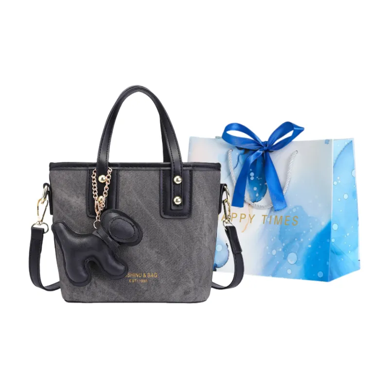 ROUNDOT Tote Bag Shopping Bag Handbag PU Women's Blue/Gray Brown/Black/Gray Black/Pink-7