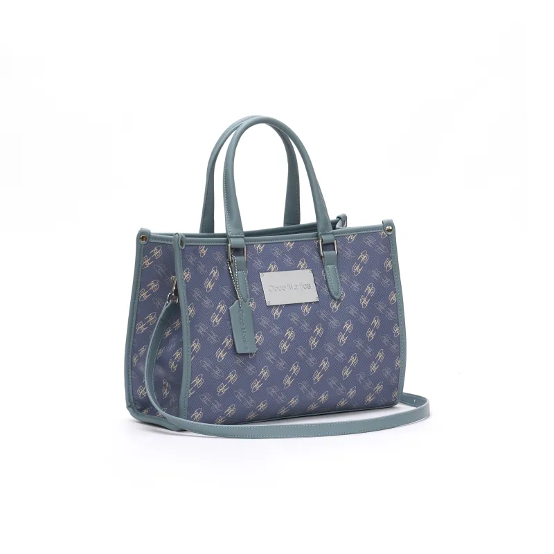 BONSAI STUDIO Microfiber Synthetic Leather One Shoulder Bag, Tote Bag, Shopping Bag, Handbag Regular Women's Blue/Pink-7