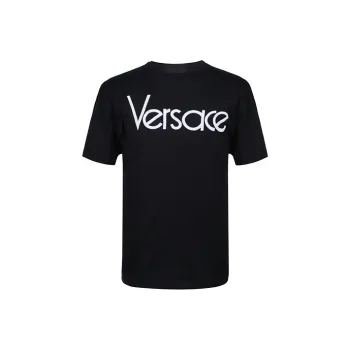 VERSACE Logo Embroidered Crewneck T Shirt