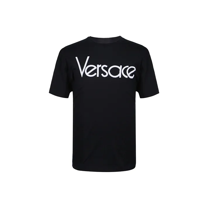 VERSACE Logo Embroidered Crewneck T Shirt-0