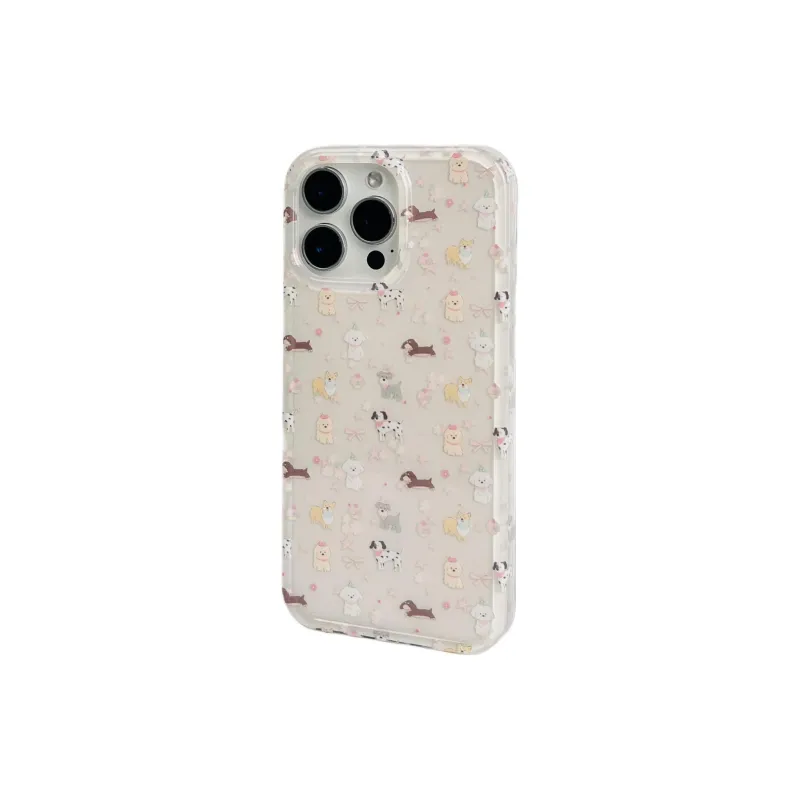 Wei Xin Acrylic Material Pink Bowknot Stars Puppy Phone Cases Compatible With IPhone 16/15 Pro Max/Apple 13/14 Pro/Max-6