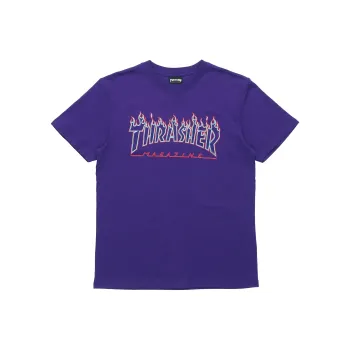 Thrasher Crew Neck Loose Fit Straight Short Sleeved T Shirt Japan Version Unisex Purple