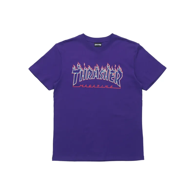 Thrasher Crew Neck Loose Fit Straight Short Sleeved T Shirt Japan Version Unisex Purple-0