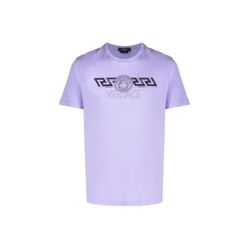 VERSACE Men New Logo Tee Lilac & White