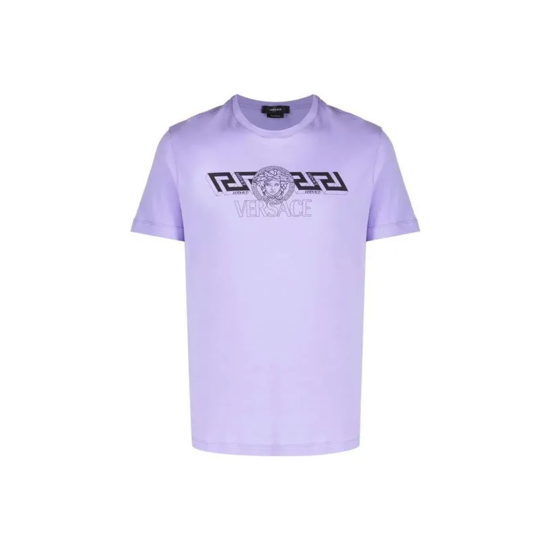 VERSACE Men New Logo Tee Lilac & White-0
