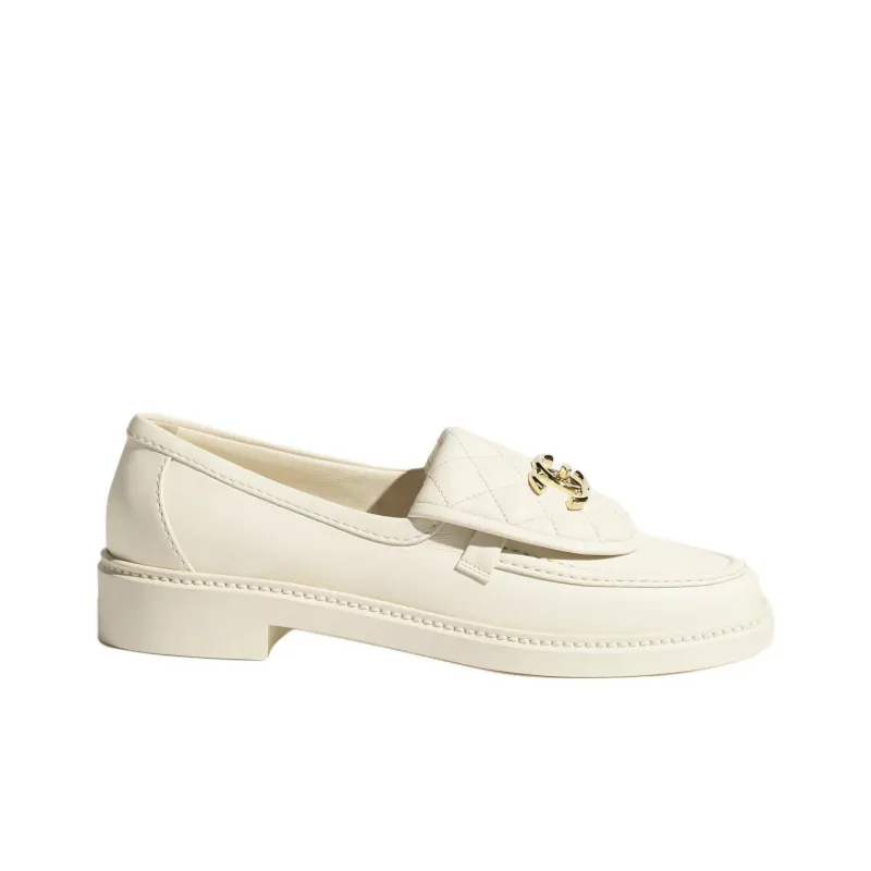 CHANEL 25S Loafers Women's Ivory White-1
