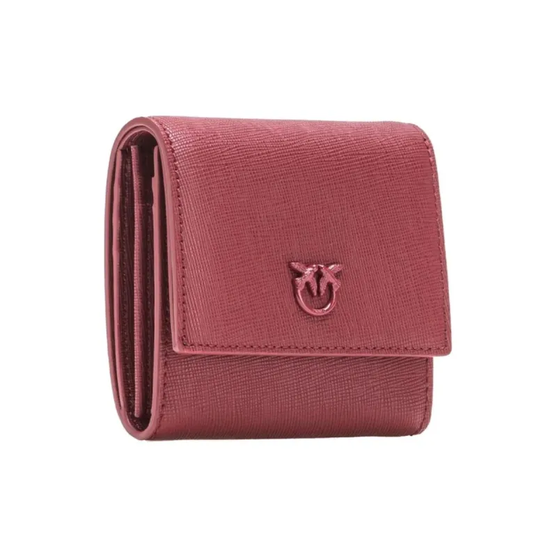 PINKO Love Birds Series Calfskin Wallet Women's Burgundy-1