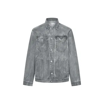 URBAN REVIVO Denim Jacket Men's Light Gray