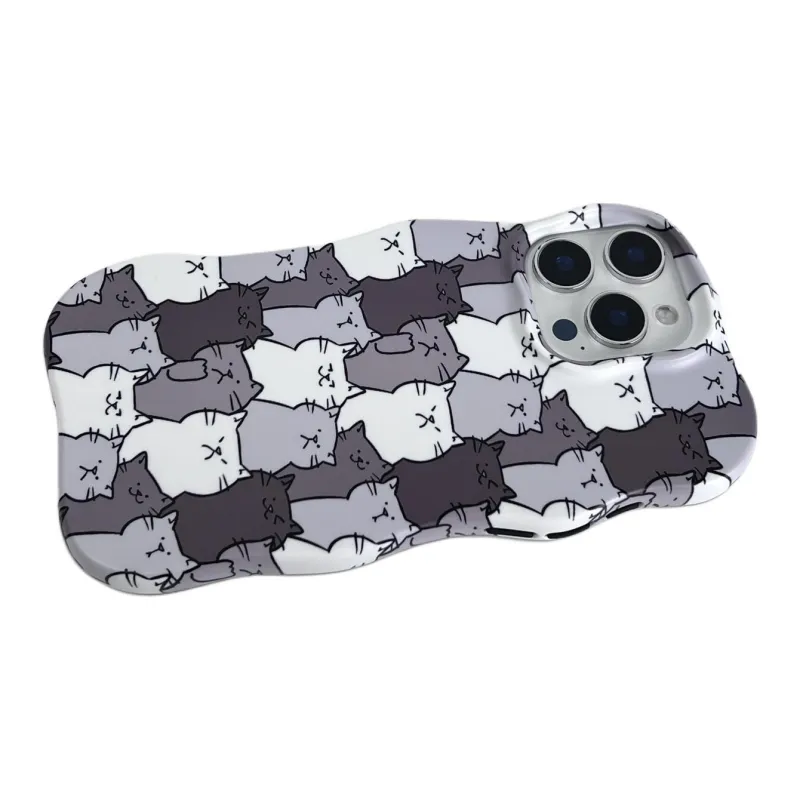 Sopi Acrylic Material Wave Edge Full Screen Panda Meow Phone Cases Compatible With IPhone 16/15/14/13/Pro/Mac-7