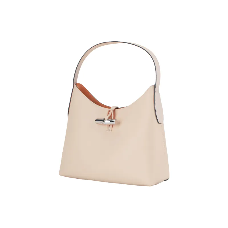 LONGCHAMP Roseau Calfskin Shoulder Bag Handbag Shoulder Bag Medium Size Women's Light Pink-1