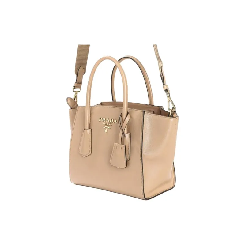 PRADA Calfskin Tote Bag, Shopping Bag, Shoulder Bag, Crossbody Bag, Handbag Women's Beige-2