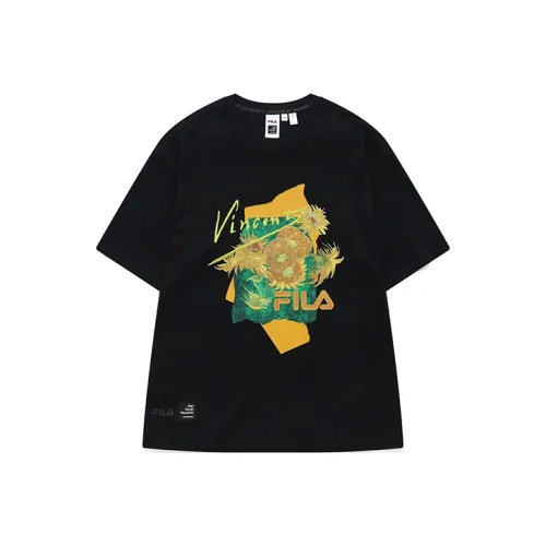 FILA x VAN GOGH MUSEUM Drop Shoulder Sleeve T Shirt Men's Jet Black