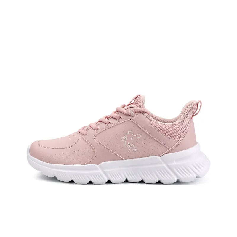 QIAODAN Anti Slip Wear Resistant Low Top Casual Running Shoes Women's Pink White-0