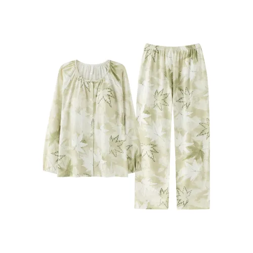 Cotton Gene Pajama Set Women's Light Green