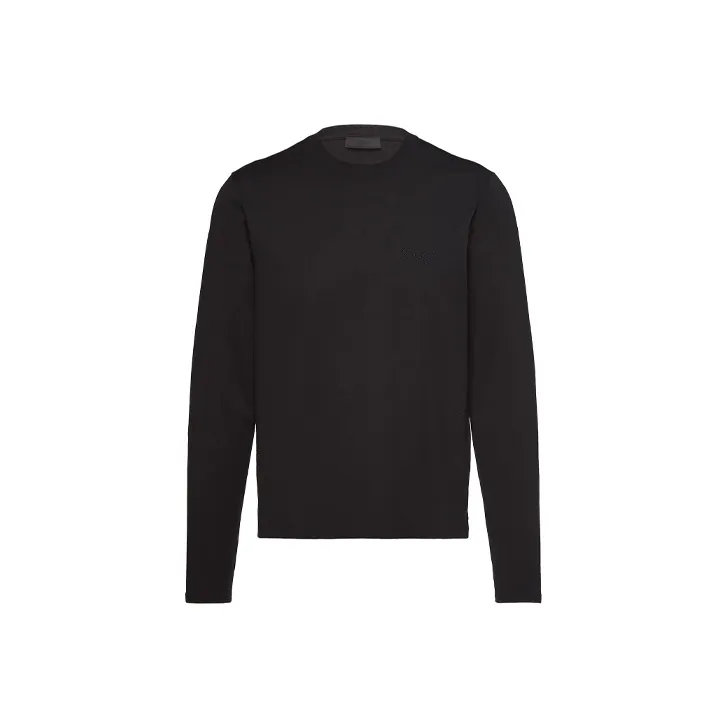 PRADA Embroidered Logo Long sleeve T shirt-0
