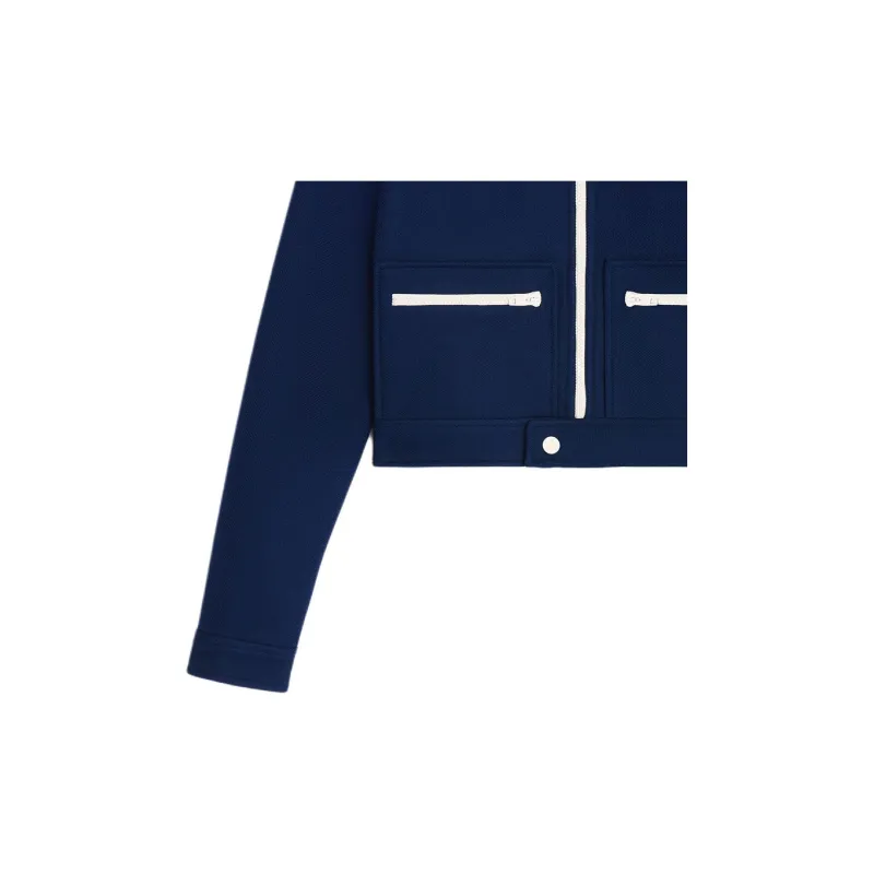 CELINE Triomphe Zip up Jacket In Textured Jersey-4