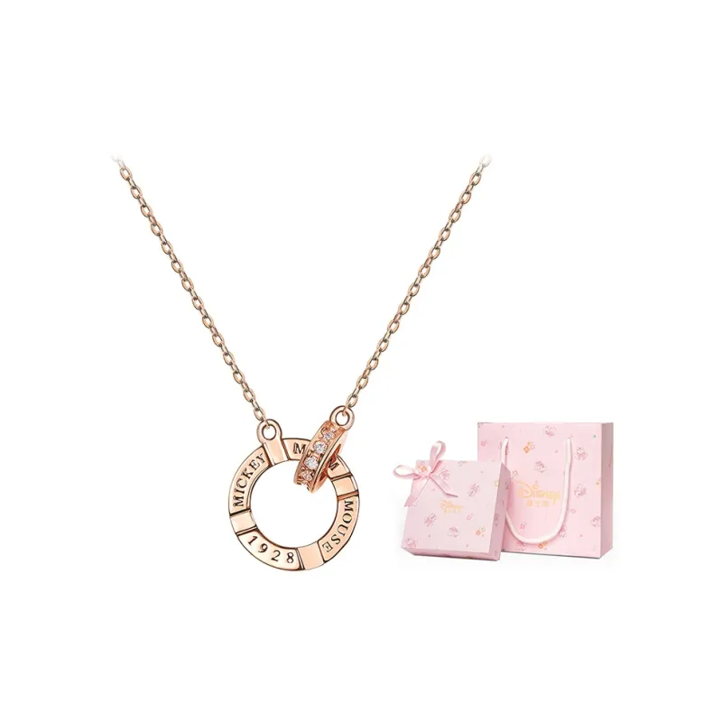 Disney Mickey Collection Princess Collection 925 Foot Silver Necklaces Women's Rose Gold-6