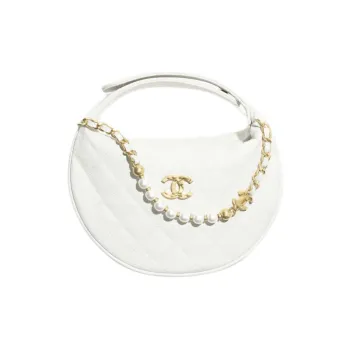 CHANEL Grain Calfskin Handbag Women's White
