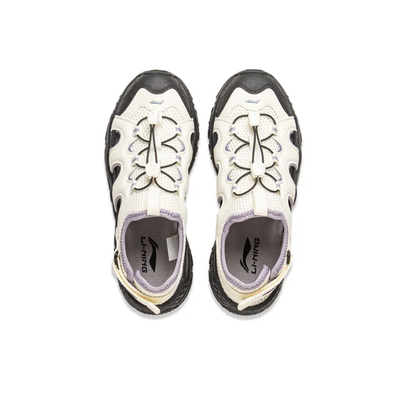 LiNing Brown Sugar Slip Resistant Breathable Abrasion Resistant River Trekking Shoes Women's White Black-3