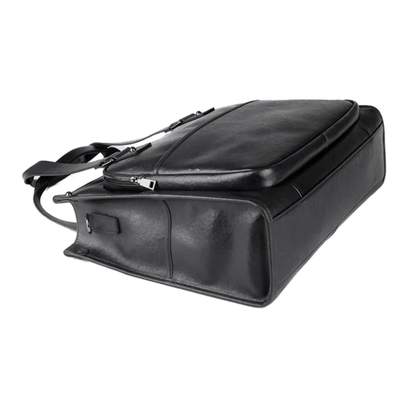 DOSRFINI Top Grain Cow Leather Briefcases Men's Black-4