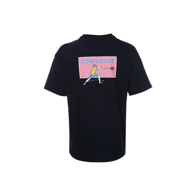 Converse Drop Shoulder Sleeve T Shirt Unisex Black-0