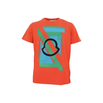 Moncler T-Shirts Men Orange Red