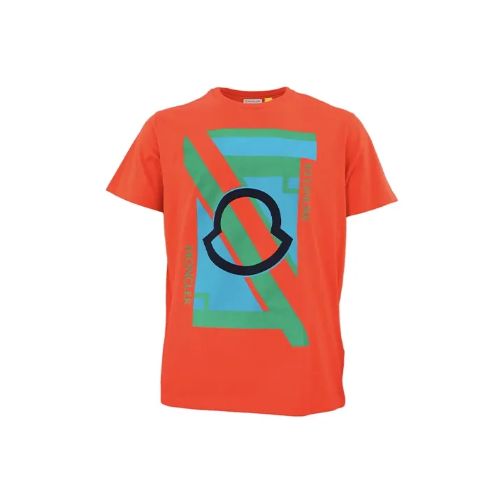 Moncler T-Shirts Men Orange Red-0
