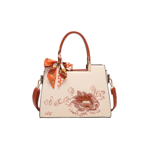 PAYOT Microfiber Synthetic Leather Handbag Women's Apricot Peony