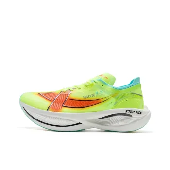 XTEP Wear Resistant Rebound Cushioning Low Top Carbon Plate Marathon Running Shoes Men's Fluorescent Light Yellow Green