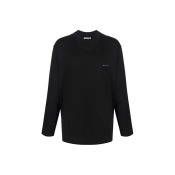 MARNI Bio Jersey Embroidery Logo Long Sleeve T Shirt