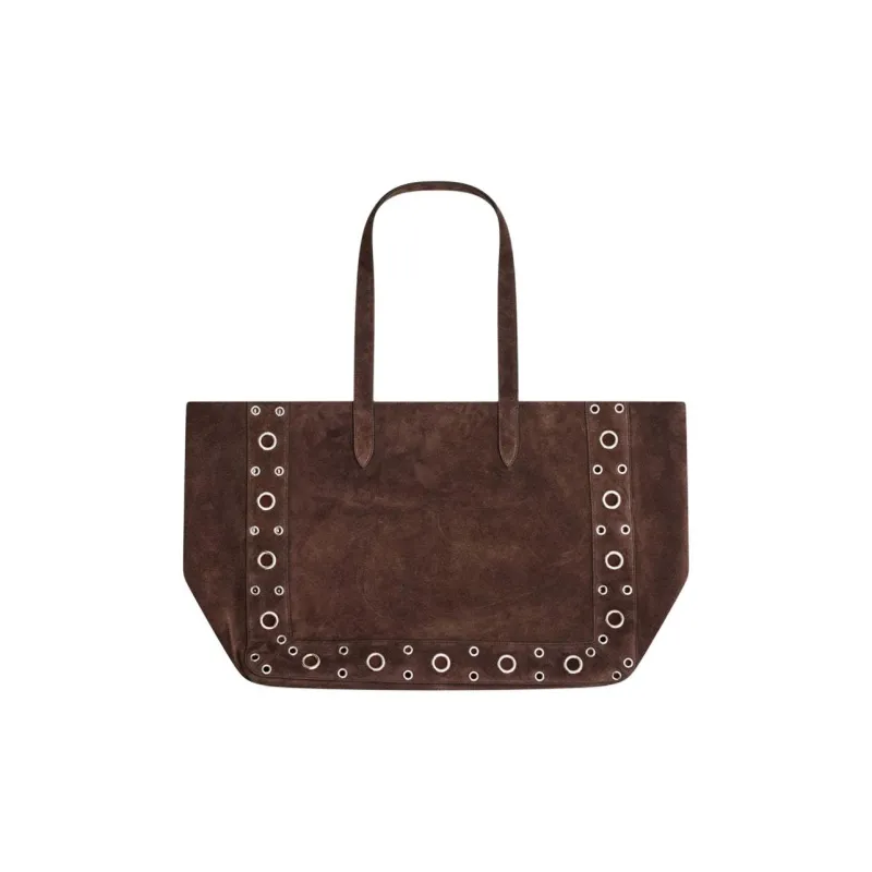 Valentino Suede Tote Bag Shopping Bag Handbag Shoulder Bag Large Size Men's Brown-1