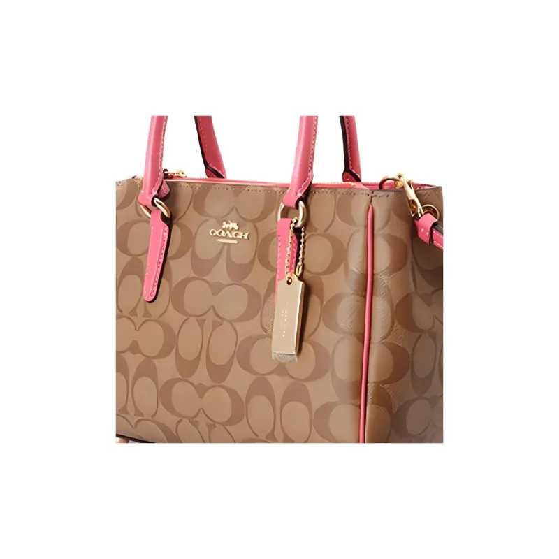 COACH Surrey PVC Handbag Briefcase Shoulder Bag Crossbody Bag Women's Coffee Monogram/Pink-2