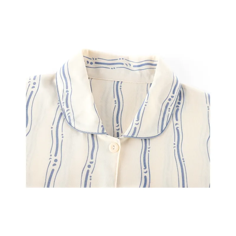 WANANNI Pajama Set Women's Blue White-2