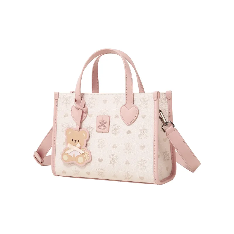 AILUXI Artificial Leather Tote Bag Shopping Bag Crossbody One Shoulder Handbags Women's Peach Star Pink-1