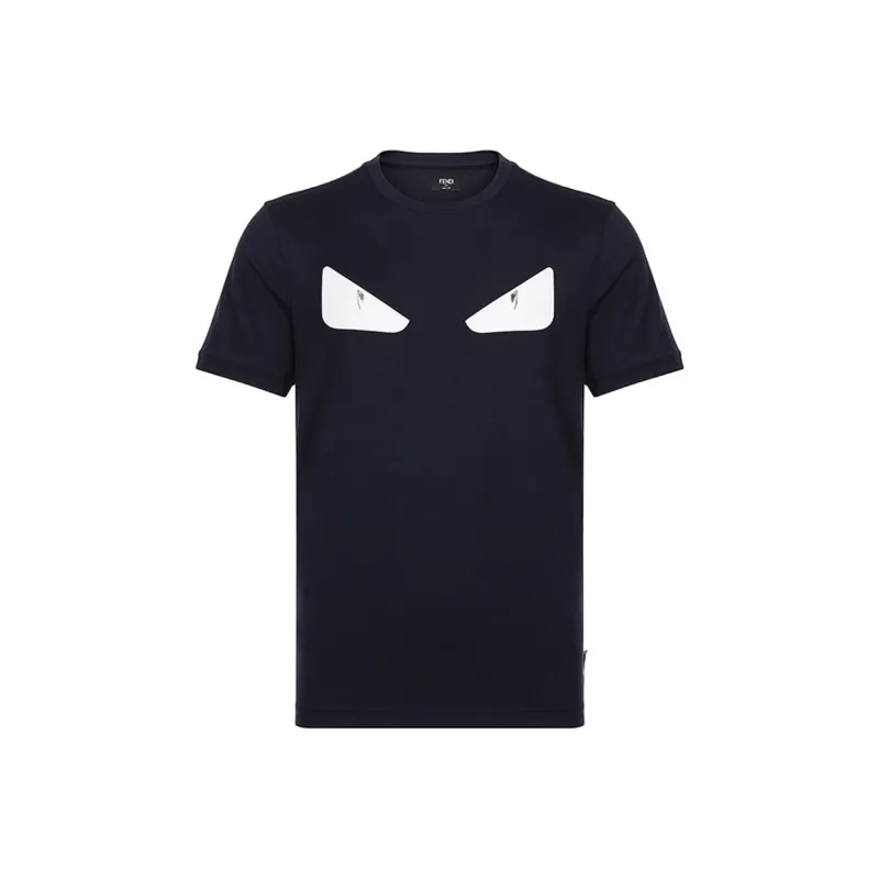 FENDI T Shirts Men Marine Blue-0