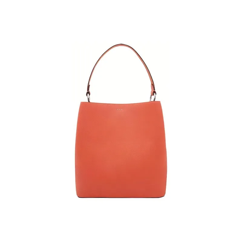 COACH Town Grain Leather Bucket Bag, One Shoulder Handbag Medium Size Women's Orange Pink-2