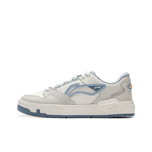 LiNing COMMOM 80s Anti Slip Wear Resistant Low Top Skateboard Shoes Men's White Gray Blue