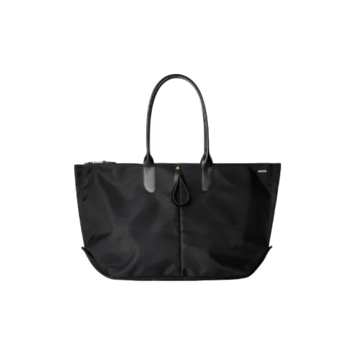Ecco Cow Leather With Textile Tote Bag Shopping Bag Shoulder Bags Large Size Women's Black