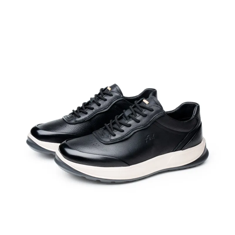 FED Breathable Lightweight Height Increasing Low Top Casual Shoes Men's Black-2