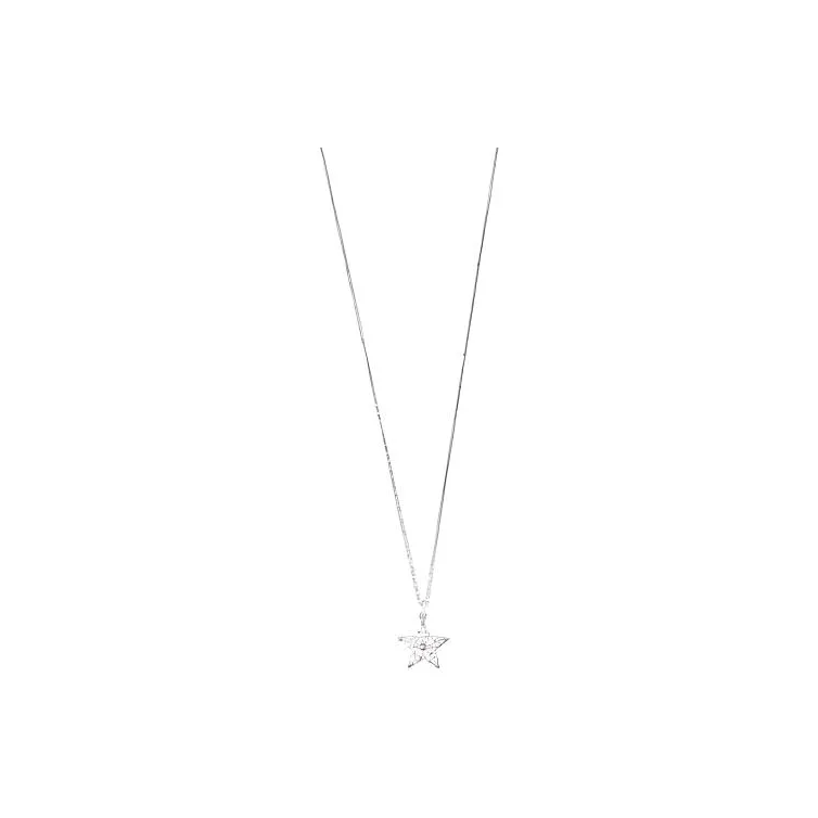 Radiant 925 Sterling Silver With Zircon And Platinum Necklaces Women's Silver-0