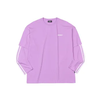 NERDY Fitted Mock Two Piece Long Sleeved T Shirt Unisex Light Purple