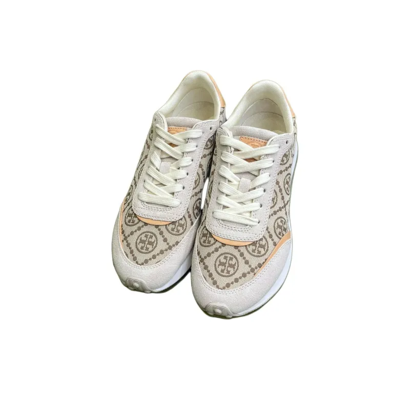TORY BURCH T Monogram Destiny Low Top Casual Shoes Women's Umber & Lime Gray-4